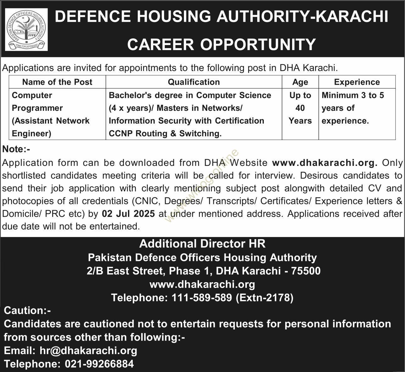 DHA Karachi IT Jobs 2025